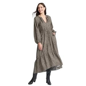 A New Day Ballon Sleeve Leopard Print Maxi Dress Size Small